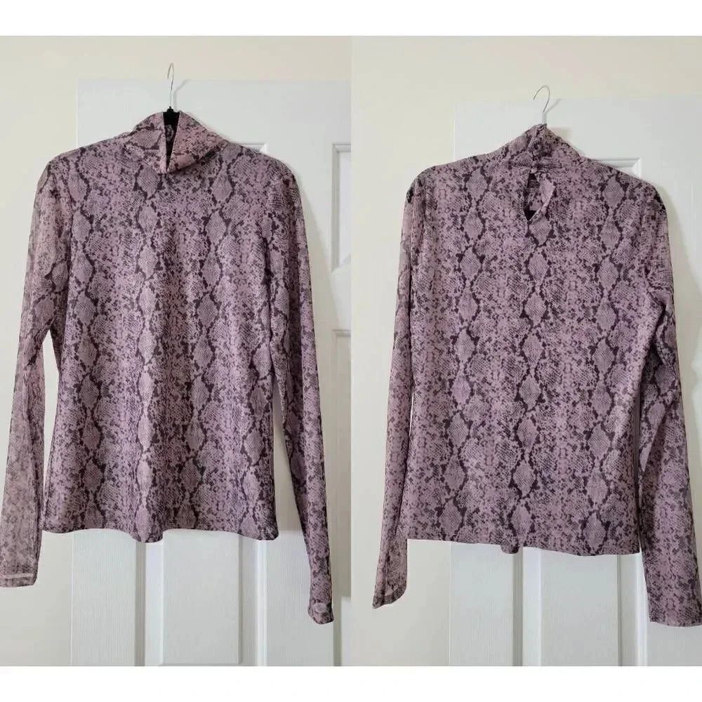 CINQ A SEPT Python Turtleneck In Sea Fog L - image 4